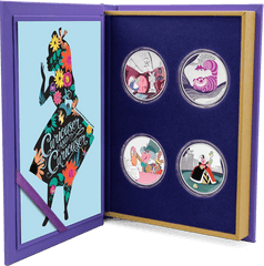 Alice In Wonderland 4 X 1oz Silver Coin Set - Coin Png