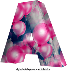 Blue Sky Alphabet With Pink Balloons - Dot Png