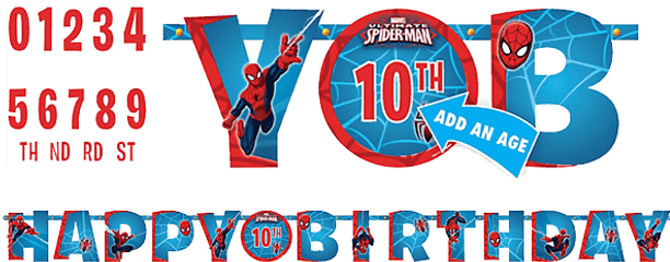 Spiderman Happy Birthday Banner - Happy Birthday Spiderman Font Png