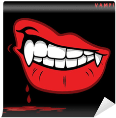 Vampire Lips With Fangs Wall Mural U2022 Pixers We Live To Change - Vampire Stickes Png