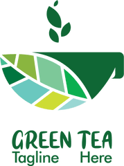 Green Tea Company Logo Vector - Vertical Png