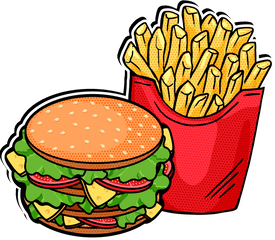 Hamburguesa Dibujo Png - Hamburger And Fries Clip Art