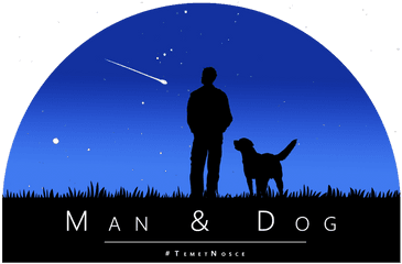 Download Of A Man And Dog Sitting Watching The Night Sky - Man And Dog Silhouette Png