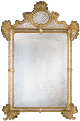 Murano Venetian Pier Mirror With Gold Border - Crowned Top Png