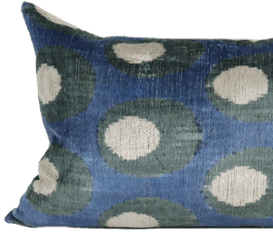 Download Blue Dot Velvet Ikat - Cushion Png