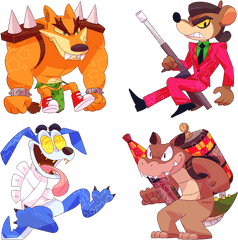 Crash Bandicoot Enemies Chibi Set By Yereren - Fur Png Crash Bandicoot Sticker