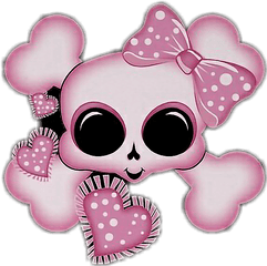 Cute Sugarskull Pink Bow Ribbon Heart - Its A Girl Cute Sugar Skull Clipart Png