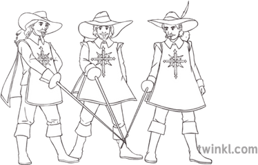 The Three Musketeers Ks3 Black And - Three Musketeers Black And White Png