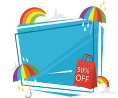 Rainbow Graphic Umbrella Poster Discount Design - Free PNG