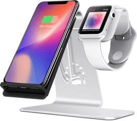 Download Hd Qi Ladestation Iwatch Und Iphone Transparent Png - Best Iphone Iwatch Wireless Charger