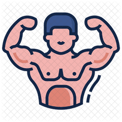 Muscular Icon Of Colored Outline Style - Bodybuilder Icon Png