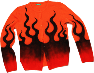 Orange Flames Png - Orange Flames Cardigan Sweater Long Sleeve