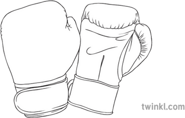 Blue Boxing Gloves Black And White Illustration - Twinkl Sketch Png