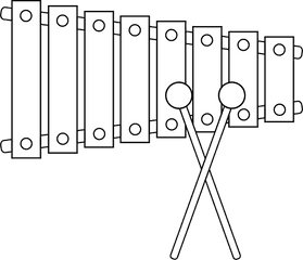 Download Xylophone Line Art - Xylophone Clipart Black And Xylophone Black And White Png