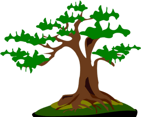 Japanese Clipart Tree - Bonsai Vector Transparent Bonzai Tree Cartoon Transparent Png