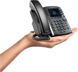 Juvo - Earslandingpageholdingphone Juvo Polycom Vvx 410 Png