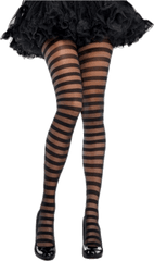 Download Adult Black Stripe Tights - Sheer Black Striped Tights Png