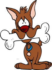 Cartoon Dog Bone In Mouth Clipart Png - Cartoon Dog And Bone