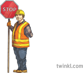 Person Holding A Stop Sign Illustration - Twinkl Stop Sign Png