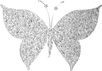 Monochromatic Tiled Butterfly Silhouette Free Svg - Silver Butterfly Png