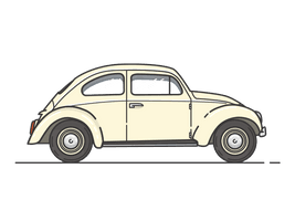 Vintage Classic Car Beetle Volkswagen View Vehicle - Free PNG