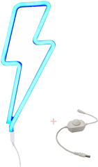 Neon Style Light Lightning Bolt - Blue Dimmer Sign Png