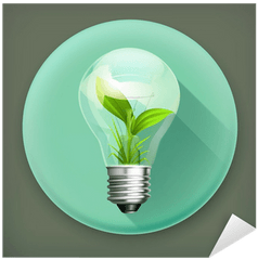 Green Energy Long Shadow Vector Icon Sticker U2022 Pixers - We Live To Change Incandescent Light Bulb Png