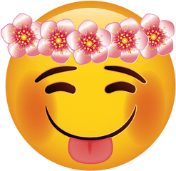 Emoji U2013 The Official Brand Happy Face With Floral Wreath - Happy Emoji Png