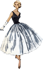 1950s Fashion Dress Vintage Clothing - 50s Fashion Illustrations Png