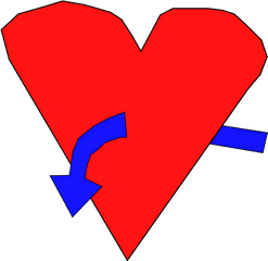 Red Blue Arrow Drawing Heart Hart Curved With Free Image - Clip Art Png