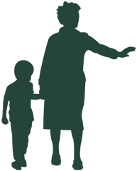 Grandma Grandson Walking Stopping Traffic Silhouette - Silueta De Abuela Y Nieto Png