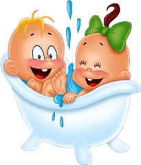 Kids In Bathtub - Clip Art Png