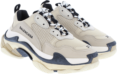 Triple S Beige Black Pernament Sneakers - New Balenciaga Triple S Png