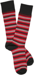 Red And Black - Double Stripe Socks For Teen Png