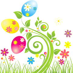 Download Clip Art Easter Egg Decoration With Flowers Png - Transparent Clip Art Easter