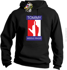 Tommy Middle Finger - Bluza Mska Z Kapturem Hooded Pullover Png