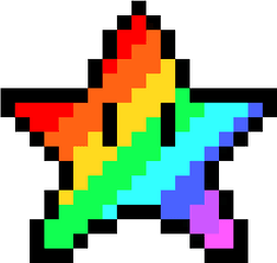 Mario Rainbow Star - Mario Bros Pixel Art Png