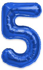 Giant Blue - Blue Number 5 Balloons Png