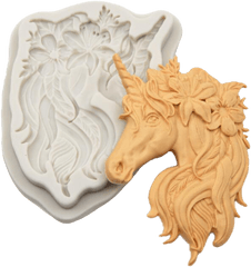Unicorn Head Silicone Mould 95x12cm - Carving Png