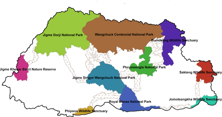 Download Footer Map - Wangchuck Centennial National Park Png Protected Areas Of Bhutan