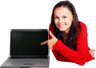 Young Girl With Laptop Transparent Png - Lady With Laptop Png