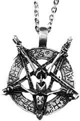 Inverted Pentagram Skeleton Necklace Metal Abyss Store - Inverted Pentagram Necklace Png