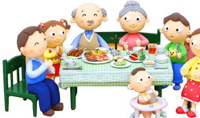 Download Reunion Dinner Chinese New - Family Dinner Cartoon Png