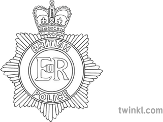 British Police Badge Black And White 1 Illustration - Twinkl Uk Police Badge Colouring Png