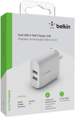 Wholesale Belkin - Dual Port Usb A 24w Wall Charger White Electronics Brand Png