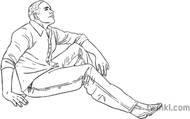 Man Leaning Against Sitting Person Portrait Mps Ks2 Bw - Person Sitting Drawing Leaning Png