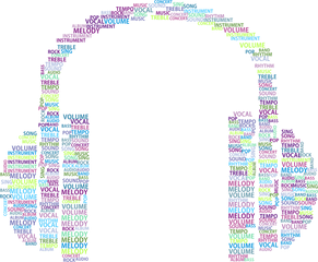 Download Music Headphones Word Cloud No Background Icons Png - Music With No Background