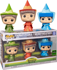 Funko Pop Sleeping Beauty - Flora Fauna U0026 Merryweather 3pack 2020 Spring Convention Exclusive Flora Fauna And Merryweather Funko Png