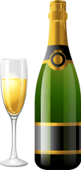 Champagne Bottle With Glass Png Clipart - Champagne Bottle And Glass Png