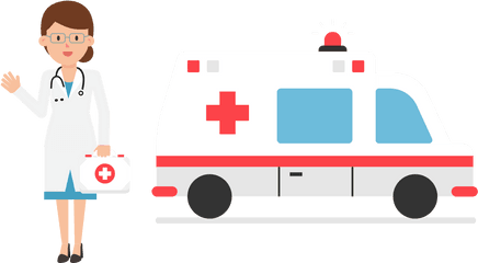 Ambulance And Female Doctor Cartoon - Ambulance Car Icon Png